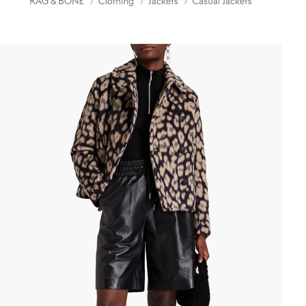Rag & Bone Alfie leopard-print brushed wool and alpaca-blend coat NWT